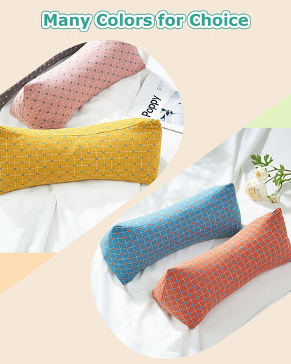 Cervical Buckwheat Neck Roll Pillow for Pain Relief, Firm Neck Support Bolster for Back Sleepers, Washable Cover, Ideal for Office Lunch Break, Blue 15 X 5 Inches