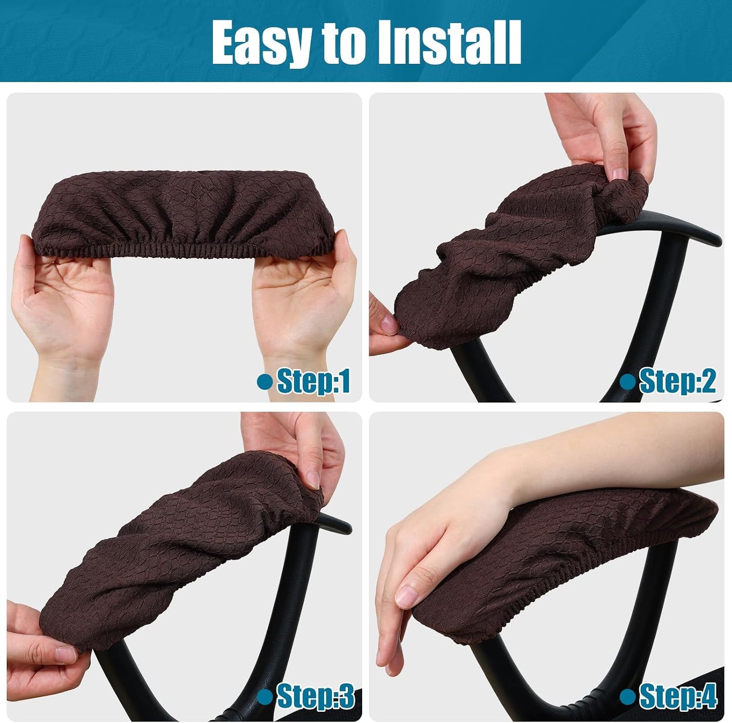 Smiry Office Computer Chair Armrest Covers, 2PCs Anti-dust Arm Rest Pad | Removable Washable Desk Chair Arm Pad Covers, Grey