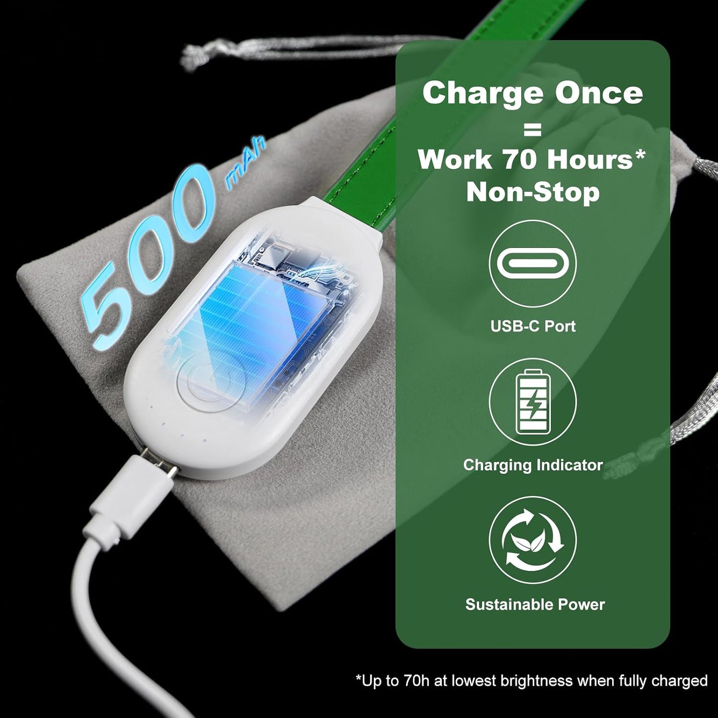 ROOKIELEDS Rechargeable Book Light for Reading, 12 LED Eye-Care Reading Light, 4 Color Temperatures, Stepless Dimming, No Flicker, Evenly Distributed Lighting for Books, Perfect for Reader (Green)