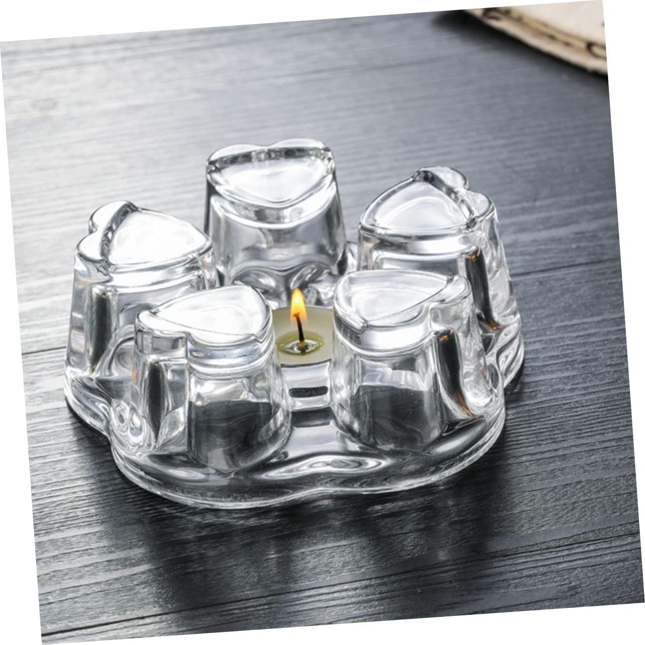 LABRIMP Heart-Shaped Glass Base for Teapot Stylish Insulated Heating Design for Warm Tea Multi-Functional Candle Holder Safe and Elegant Accessory