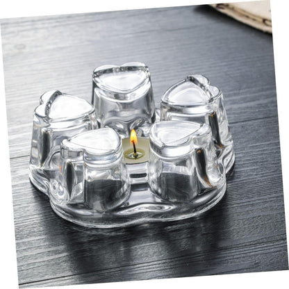 LABRIMP Heart-Shaped Glass Base for Teapot Stylish Insulated Heating Design for Warm Tea Multi-Functional Candle Holder Safe and Elegant Accessory