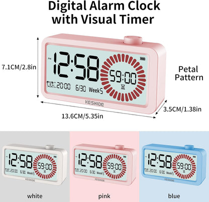 Visual Timer for Kids and Adults with Alarm Clock,LCD Digital 60-Minute Countdown Timer Time Management Tool for Home, School, or Work