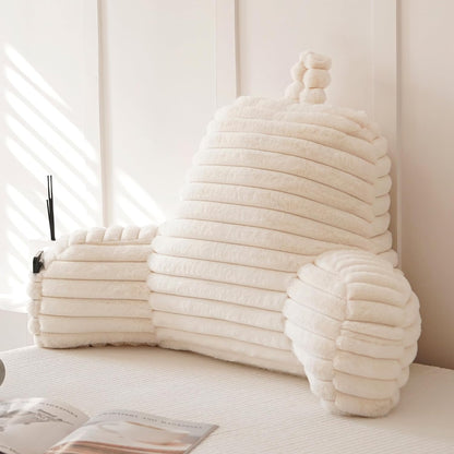 Large Reading Pillow for Adults, Back Support Pillow for Sitting Up in Bed with Arms, Couch for Lounging Bedrest, Pink