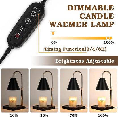 Modern Candle Warmer Lamp with Timer, Dimmable Candle Lamp Warmer, Mothers Day Birthday Gifts for Women Men, Black Candle Warmer, Adjustable Candle Light Warmer, Cozy Living Room Bedroom Home Decor