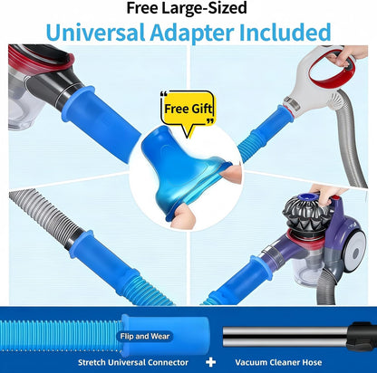 Dryer Vent Cleaner Kit - Universal Vacuum Hose Attachment & Lint Brush, Effectively Clean Clogged Dryer Ducts, Fit Most Vacuums for Dryer, Refrigerator Coils & Behind Appliances (Blue)