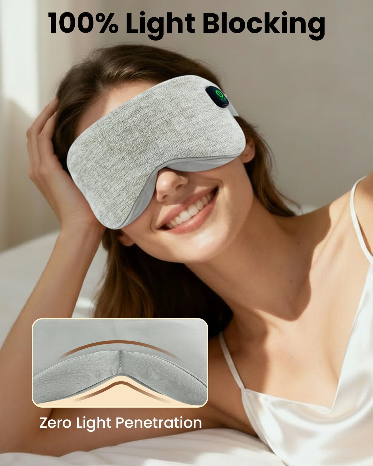 Cordless Heated Eye Mask, Rechargeable Mask with 4 Heat Levels for Dry Eyes
