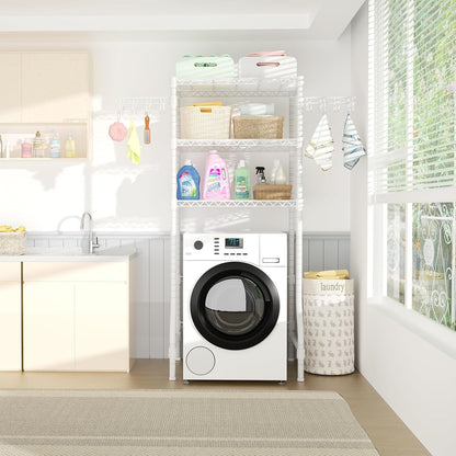 U8 Medium Laundry Room Storage Organizer, Over the Washer and Dryer Storage Shelves for Laundry Organization, 32.3”W x 17.3”D x 76.2”H, Suit Washing Machine Width within 29.9”, Hold 304 lb, Black