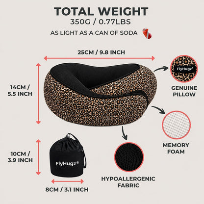 FlyHugz® Neck Travel Pillow Memory Foam Neck Pillow, Gray