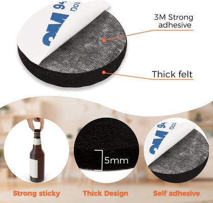 Felt Furniture Pads, 40 x 5 x 0.12 Inch Felt Strips | Non Slip Self Adhesive Cuttable Heavy Duty Felt Tape for Protecting Hardwood Floors Chair Wall Protector, Black