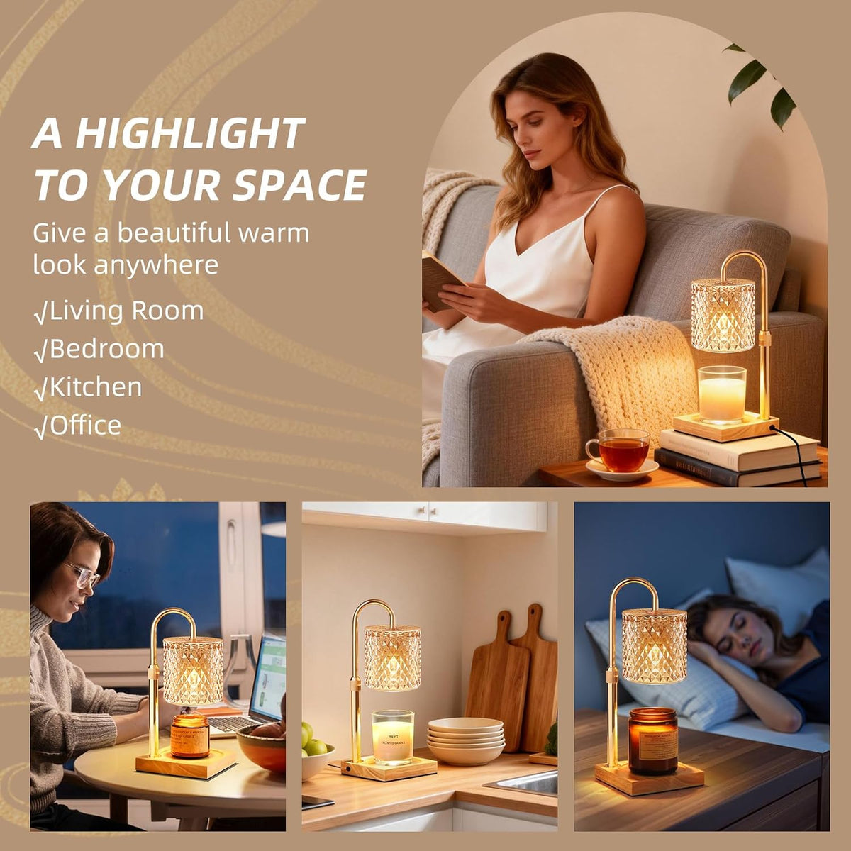 Candle Warmer Lamp with Timer Dimmer, Home Decor for Women Birthday