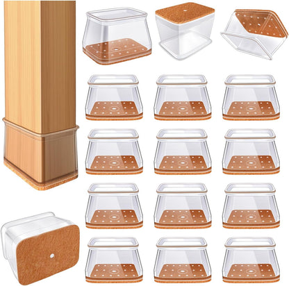 VIUME 24 Pcs Chair Leg Floor Protectors for Hardwood Floors Round | Silicone Covers Felt Pads Furniture Leg Caps Anti-Scratch Reduce Noise Fit (1-5/16" to 2")