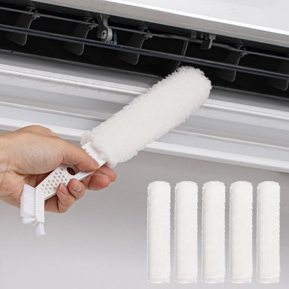 Air Conditioner Cleaner Set Mini Split Cleaning Kit Under Fridge Cleaning Tool Window Unit Kit with 5 Replaceable Brush Clothes for Refrigerator Air Conditioner, No Disassembly Furniture Appliances