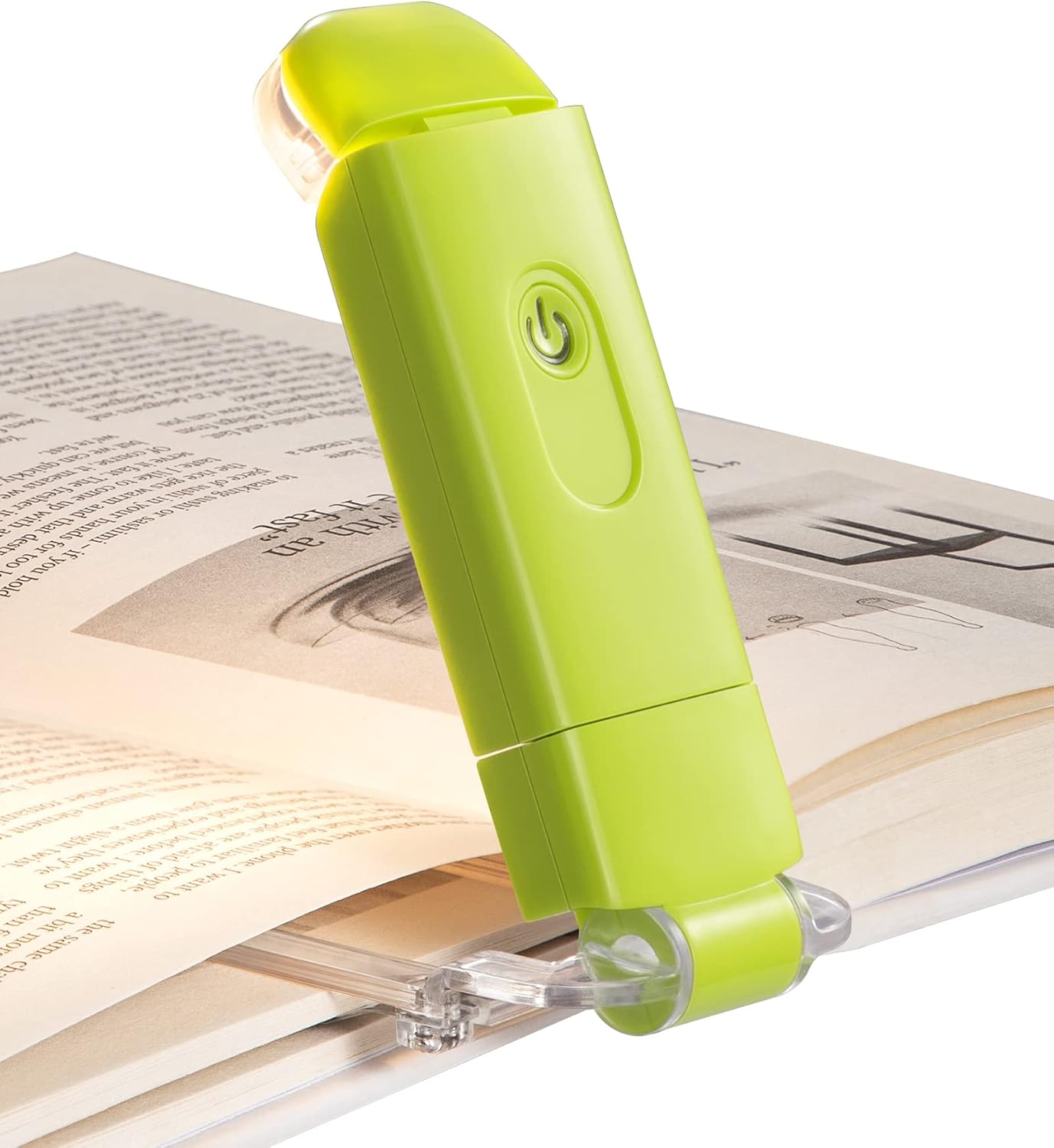 DEWENWILS USB Rechargeable Book Reading Light, LED Clip on Booklight Green | Blue Light Blocking, Amber & Warm White, Flexible Lighting Angle, Compact & Lightweight for Plane, Train, Car Traveling