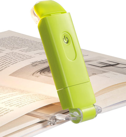 DEWENWILS USB Rechargeable Book Reading Light, LED Clip on Booklight Green | Blue Light Blocking, Amber & Warm White, Flexible Lighting Angle, Compact & Lightweight for Plane, Train, Car Traveling