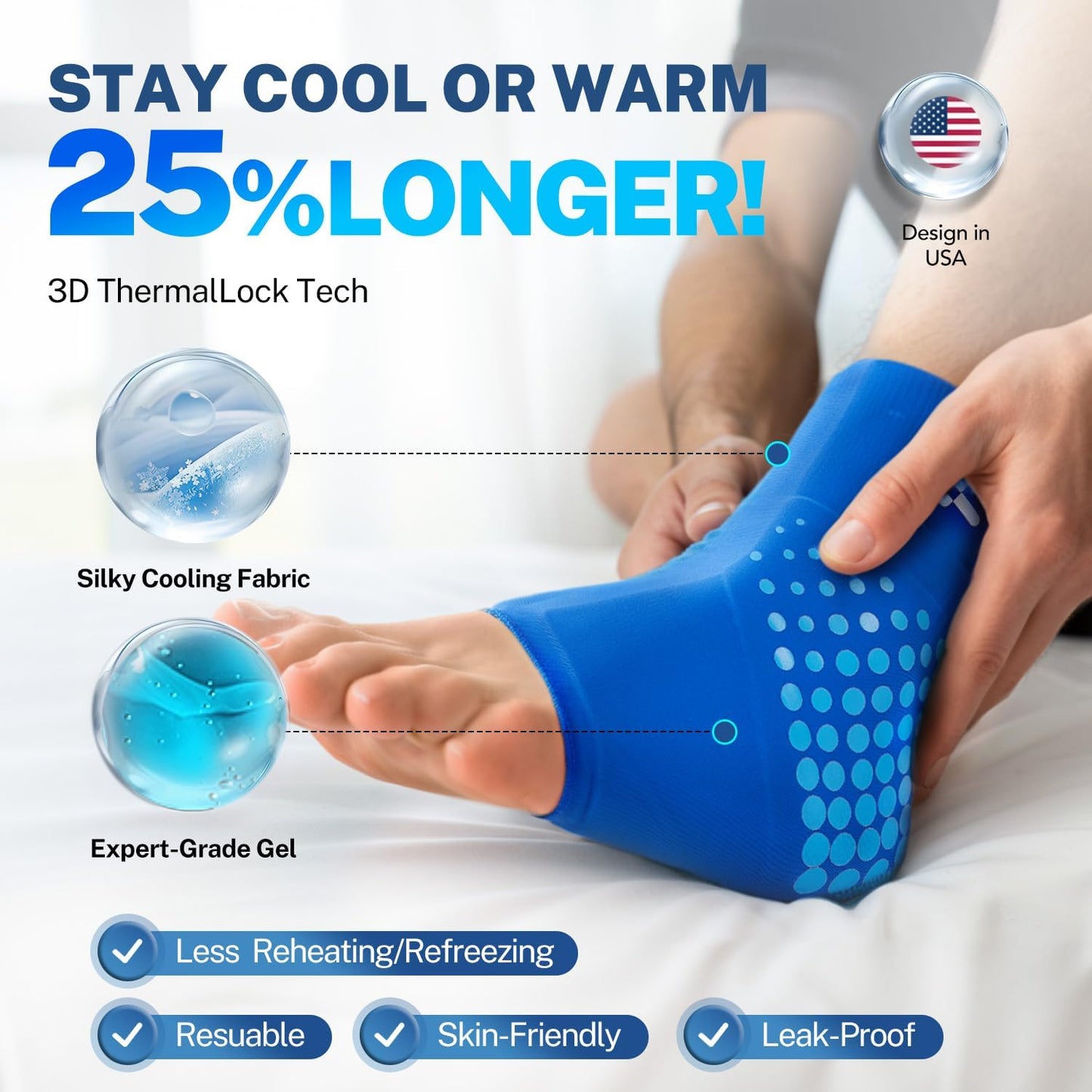 Ankle Ice Pack Wrap, Long-Lasting Cold Compression for Ankle Recovery | Thickened Gel, Stays Cold Longer, Soft After Freezing, Full Wrap Cooling, Reusable Cold & Hot Therapy, Easy to Slip On