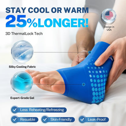 Ankle Ice Pack Wrap, Long-Lasting Cold Compression for Ankle Recovery | Thickened Gel, Stays Cold Longer, Soft After Freezing, Full Wrap Cooling, Reusable Cold & Hot Therapy, Easy to Slip On