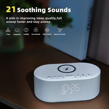 Odokee Sound Machine Alarm Clock for Bedrooms with Wireless Charging - Putty