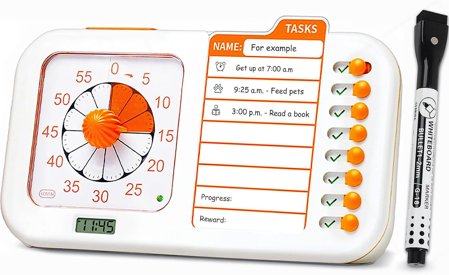2-in-1 Visual ADHD Timer for Kids with Planning Board & Chore Chart | Task Timer with Visual Schedule Planner, Autism & ADHD Tools with Checklist for Classroom, Homeschool, Home