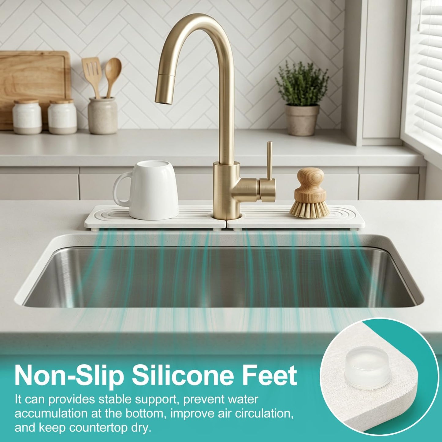 Fast Dry Stone Faucet Mat for Bathroom Sink Kitchen Counter Marble Trays | Small Diatomite Sink Splash Guard White Absorbent Tray Counter Quick Drying Stone Kitchen Diatomaceous Earth Around Faucet