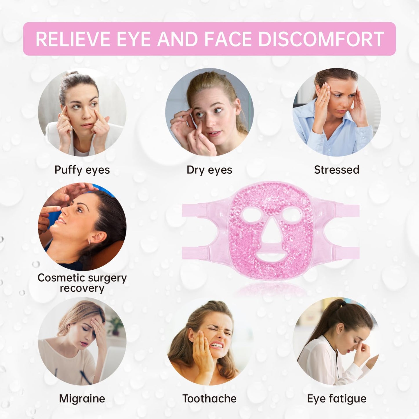 ZNÖCUETÖD Cold Face Eye Mask Ice Pack Reduce Facial Puff, Dark Circles, Hot Cold Compress Pack, Face SPA Gift for Woman Sleeping, Pressure, Headaches, Skin Care, Post Laser Cosmetic Care, Reversible
