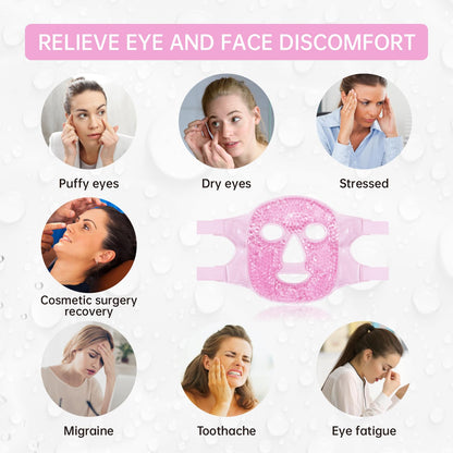 ZNÖCUETÖD Cold Face Eye Mask Ice Pack Reduce Facial Puff, Dark Circles, Hot Cold Compress Pack, Face SPA Gift for Woman Sleeping, Pressure, Headaches, Skin Care, Post Laser Cosmetic Care, Reversible
