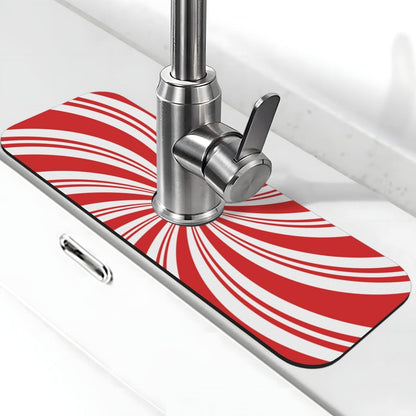 Abstract Flower Blooming Floral Watercolor Kitchen Sink Splash Guard Faucet Mat Super Absorbent Fast Drying Mat Sink Gadgets-Fast Drying Pad Sink Mat For Kitchen Bathroom (15" X 5.5" )