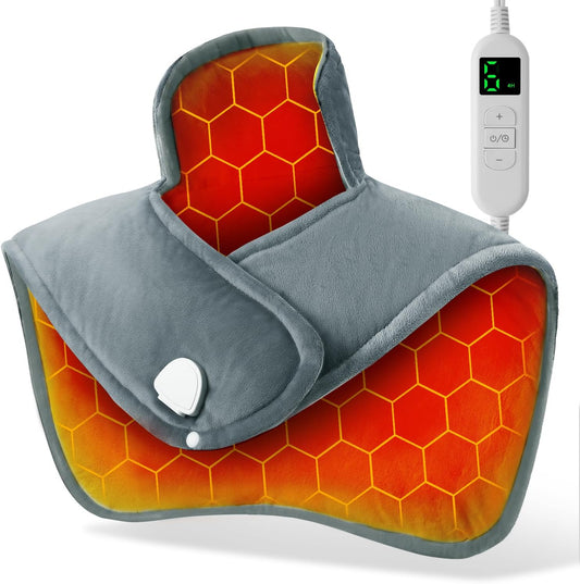 Heating Pad for Neck and Shoulders and Back - Electric Heating Pad for Pain Relief with 6 Heating Levels & 4 Time Setting, Christmas Birthday Gifts for Women Men Dad Mom Elderly (20" x 24")