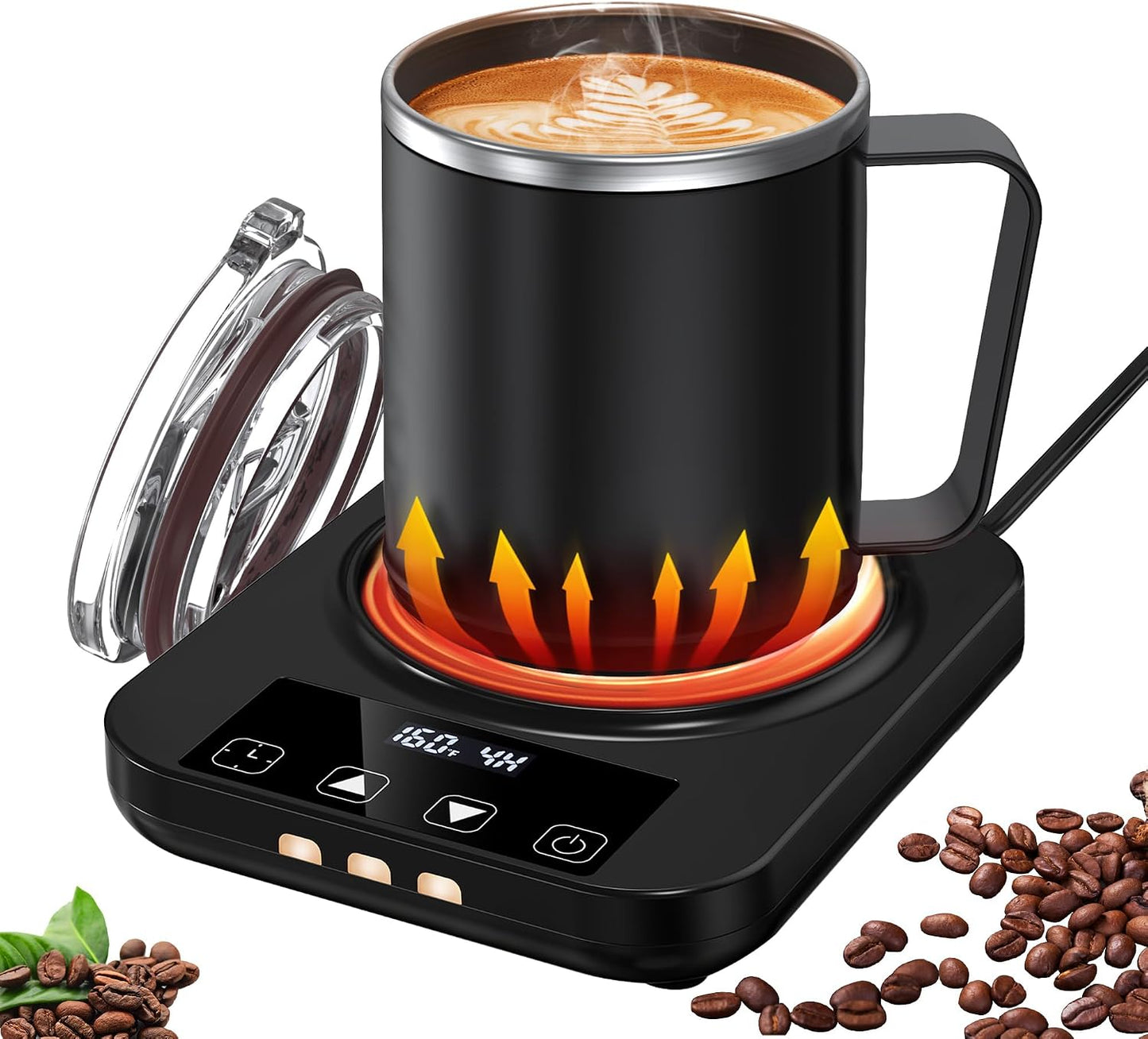 Coffee Mug Warmer & Mug Set for Desk, Electric Coffee Warmer with 16oz Mug | 36W Smart Coffee Heater with Temperature Control, Auto Shut Off & 9 Temp Settings, Gifts for Men Women, Black