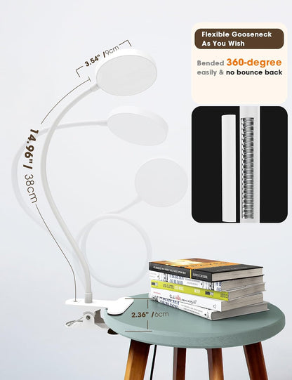 LiFMIRA Bed Lamp Clip on Light 8W 66 LED Reading Light for Bed White