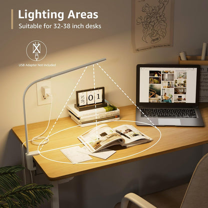 Lepro Clip on Desk Lamp, LED Reading Light with Clamp, 460LM 5W, Black
