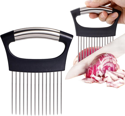 JAYVAR Extra-Large Onion Holder for Slicing, 304 Stainless Steel | 14 Long Needles, Onions Cutter Vegetable Chopper, Tomato Cutter Slicer, Kitchen Gadgets for Evenly Slicing