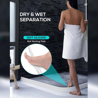 3ft/5ft/6ft/8ft10ft Collapsible Shower Threshold Water Dam Water Barrier for Shower and Water Stopper Keeps Water Inside Water Threshold for Wet and Dry Separation (3ft, Clear)