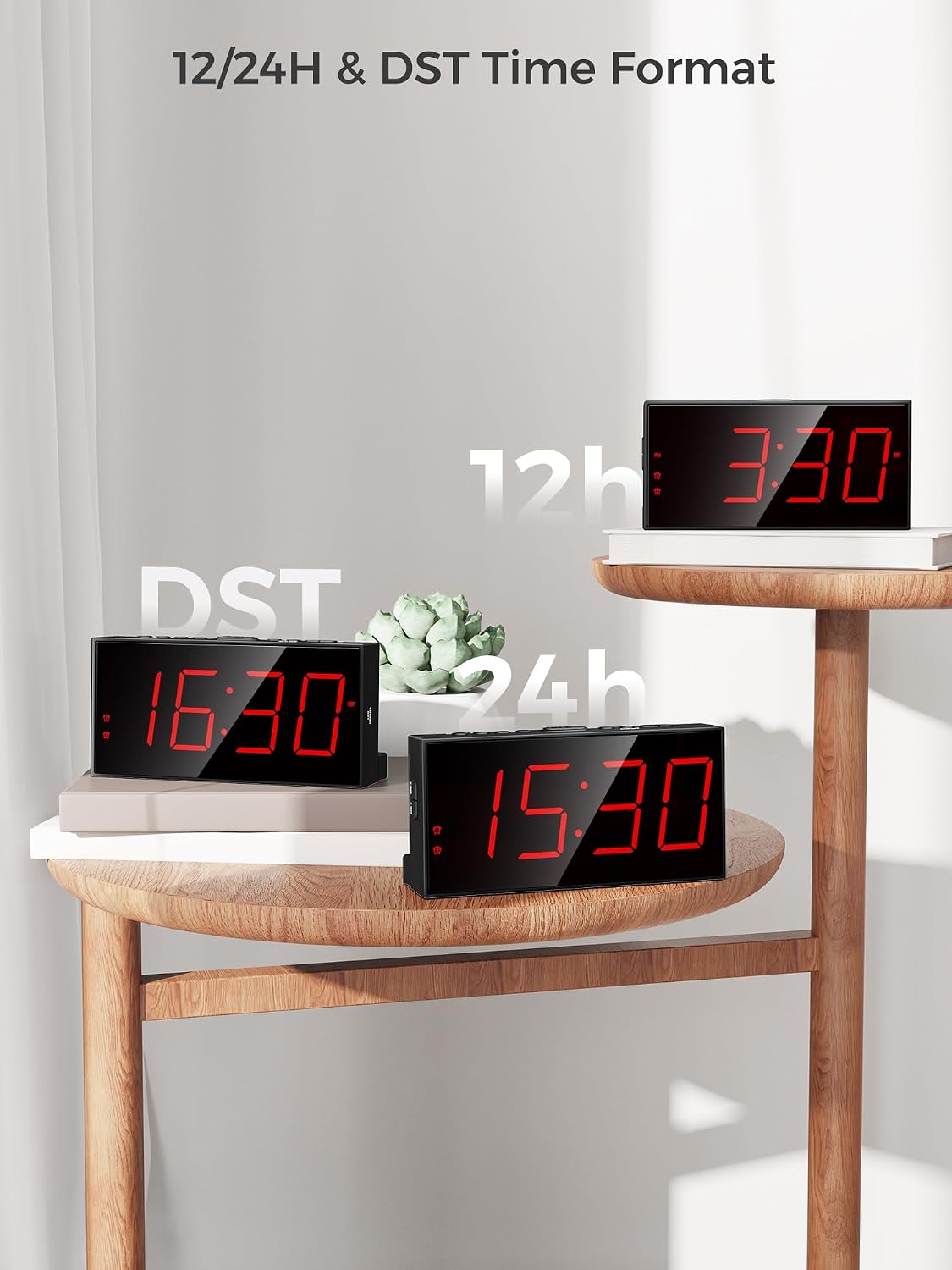 Vibrating Alarm Clock for Heavy Sleepers – Loud Bed Shaker, Dual Alarms with Weekday/Weekend Mode, 3 Vibration Levels, 5-Volume & Dimmer, Large Display, USB + Battery Backup – Deaf & Hearing-Impaired