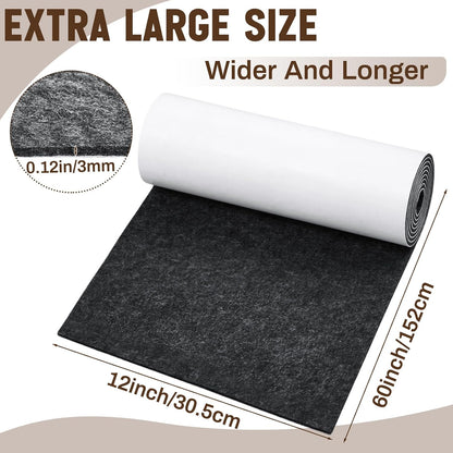 Fullhawl Large Felt Furniture Pads 8 x 60 Inch Non Slip Self Adhesive Heavy Duty Cuttable Strip Roll Felt Sheet Tape for Protecting Hardwood Floors Chair Wall, White