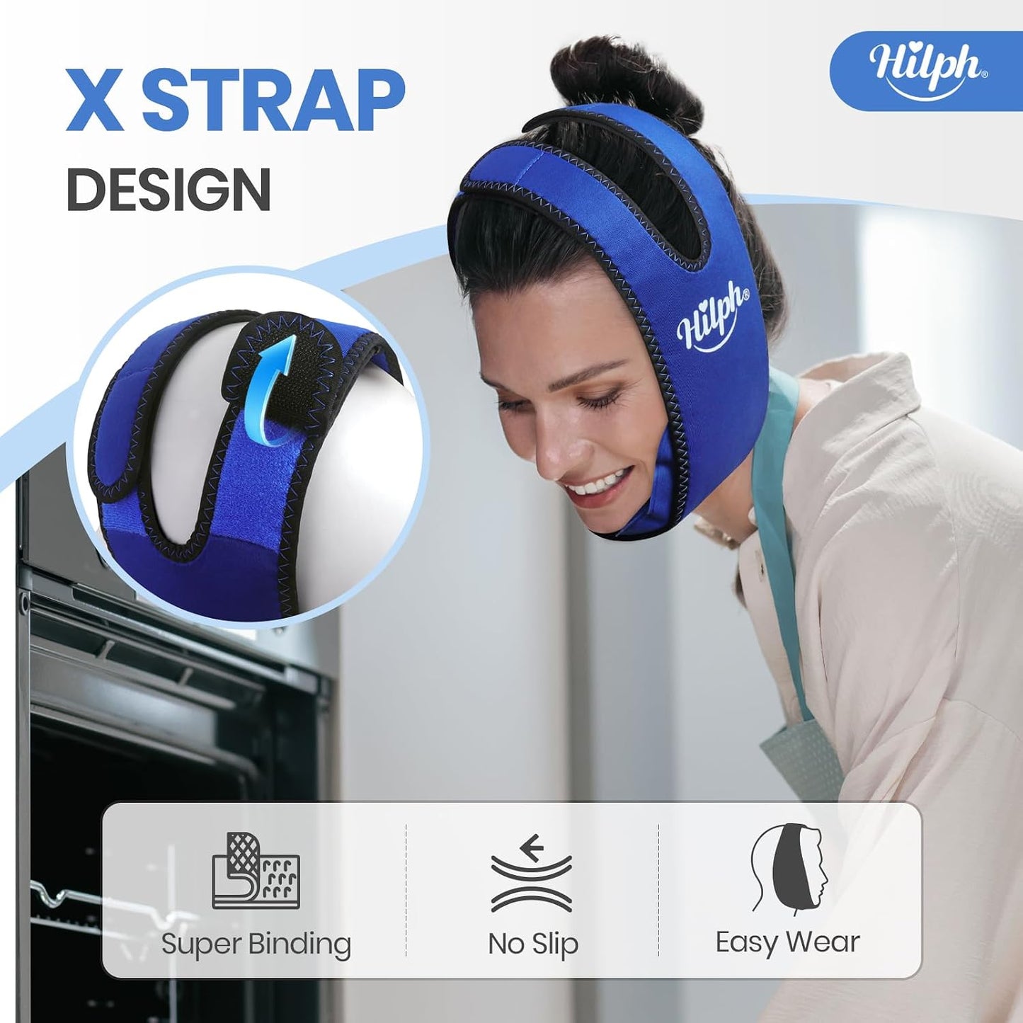 Hilph Jaw Ice Pack Wrap for Wisdom Teeth, TMJ, Large Coverage Therapy | Adjustable Face Ice Wrap with 2 Movable Gel Packs,Cold Therapy for Oral Surgery Recovery, X-shaped Straps for Secure Fit