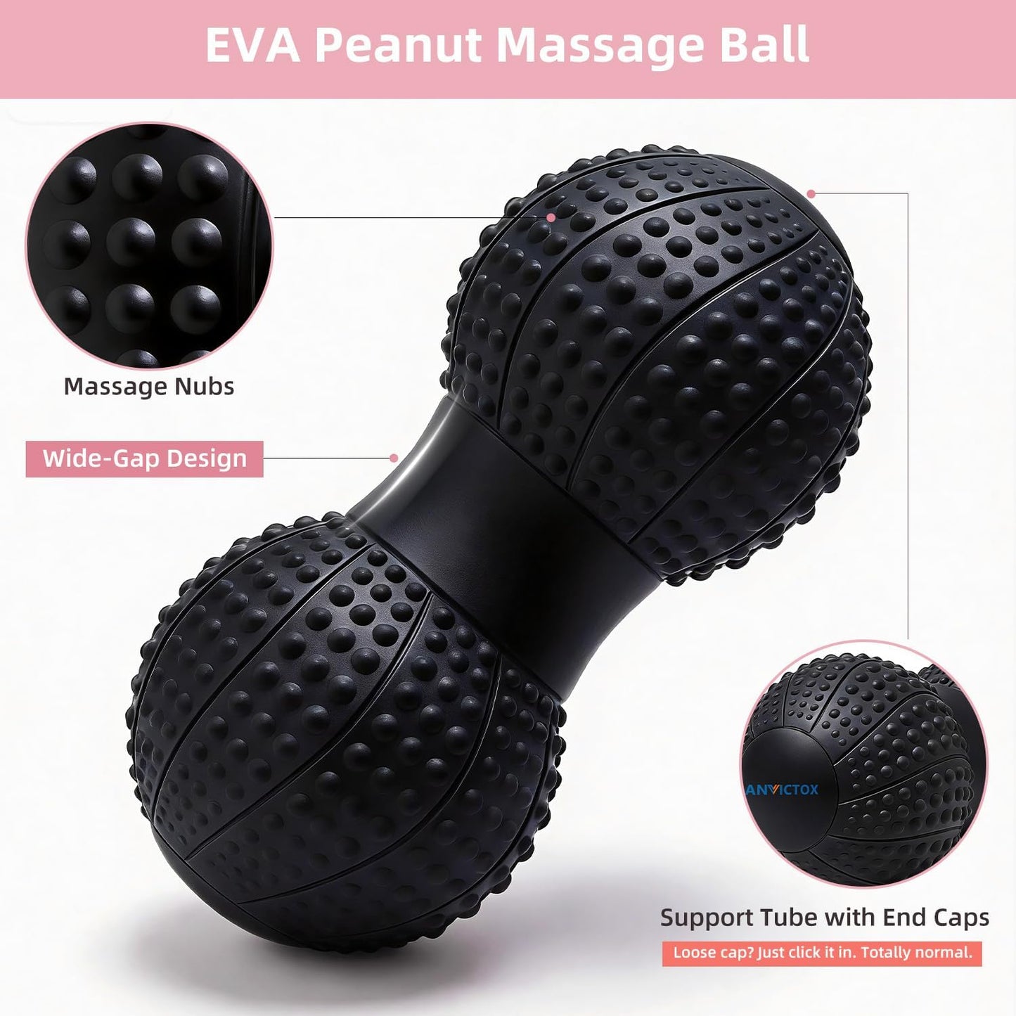 8 Inch Large Peanut Massage Ball Roller for Large Muscle Groups, Deep Tissue Double Massage Ball for Neck,Back,Leg,Low Back,Peanut Myofascia Release Ball for Muscle Knots&Physical Therapy