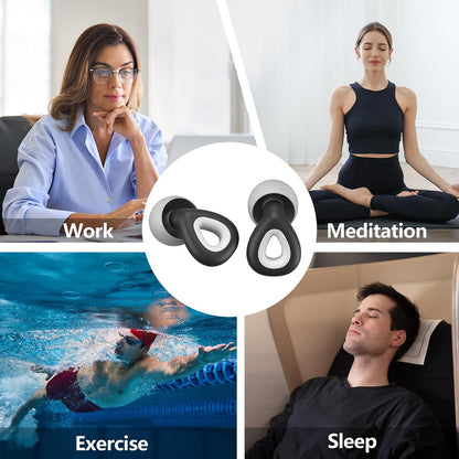 Noise Cancelling Ear plugs for Sleeping - Black Comfortable Reusable Silicone Earplugs for Sleep 24dB Noise Reduction Snoring and Studying Travel Concerts Hearing Protection with 3Tips and Storage Box