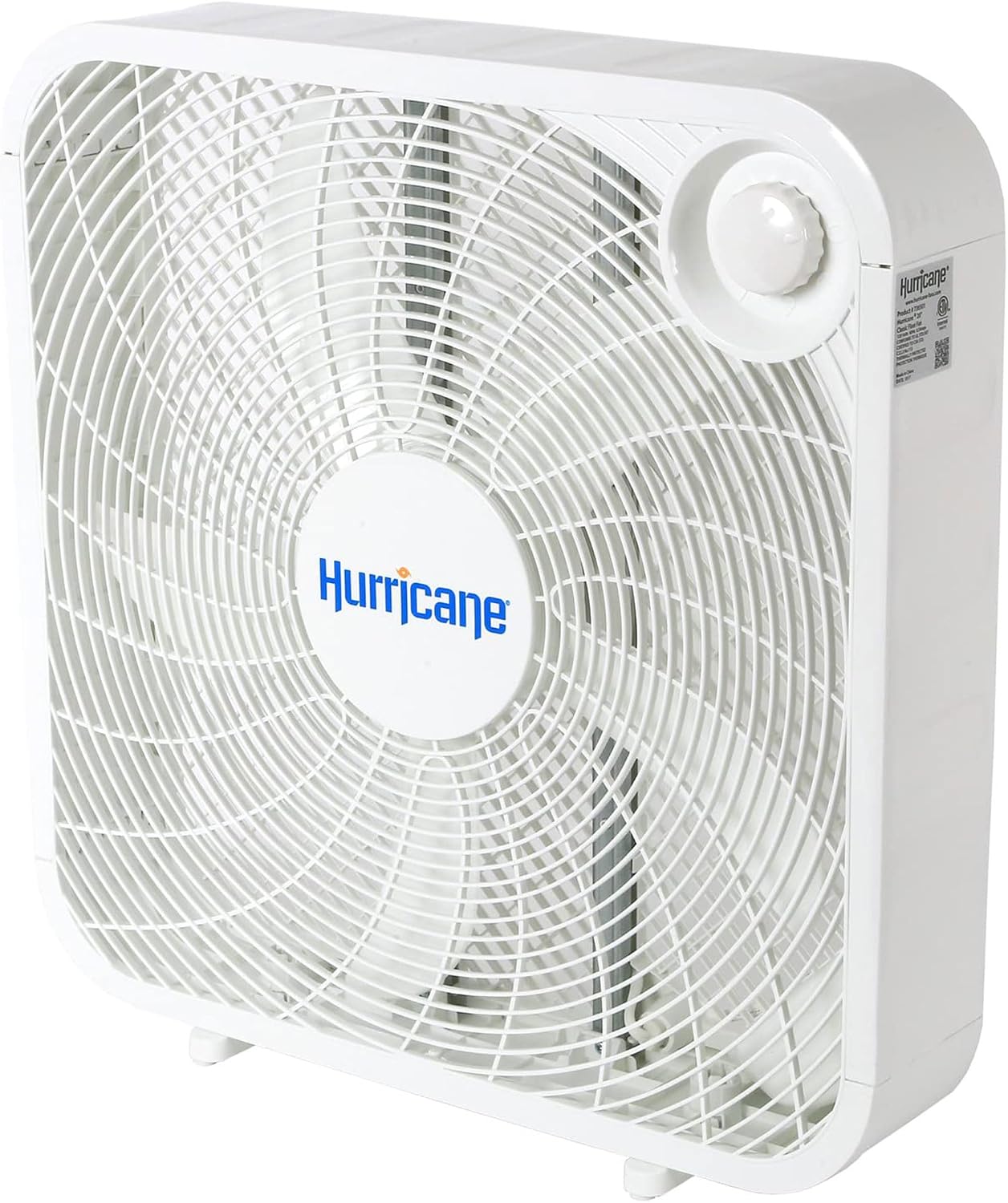 Hurricane Classic Floor Box Fan with 3 Speed Settings, Black - 20in | Corded Portable Electric Air Cooling Unit w/ Powerful 2400 CFM Airflow for Home, Garage, Office, Bedroom & Basement