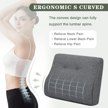 baibu Patented Dual-Layer Memory Foam Lumbar Pillow for Recliner, Brown | Large ergonomic back support for recliners, sofas and gaming chairs, with a removable machine-washable cover.