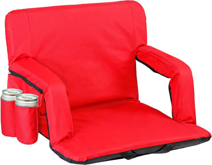 LEMY 20.5"/ 25" Wide Adjustable Stadium Seat for Bleachers Portable Water Resistant Stadium Chair with Back/Arms/Cushion for Outdoor or Indoor
