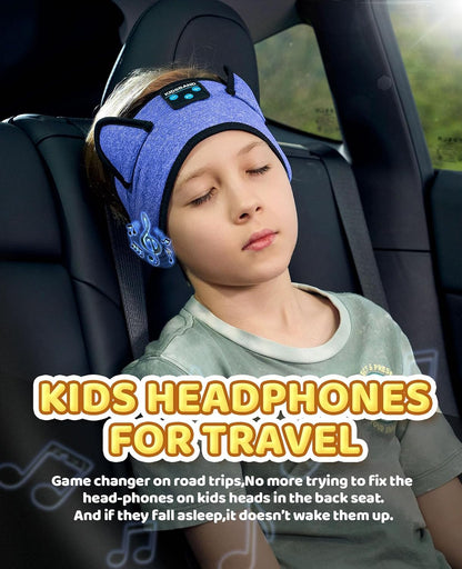 KIDSBAND Kids Bluetooth Headphones, Sleep Headband [Wireless & Wired Playback 2in1] Foldable Headphones for School/Travel/Tablet/Sleep