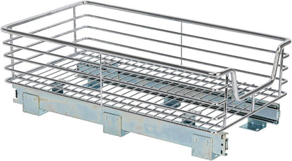 Household Essentials Glidez Multipurpose Chrome-Plated Steel Pull-Out/Slide-Out Storage Organizer for Cookware and Bakeware - 2-Tier Design - Fits Standard Size Cabinet or Shelf, Chrome