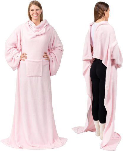 PAVILIA Wearable Blanket with Sleeves for Adult Women Men, Cozy Fleece Warm Wrap Throw with Arms, Gifts for Christmas, Wife