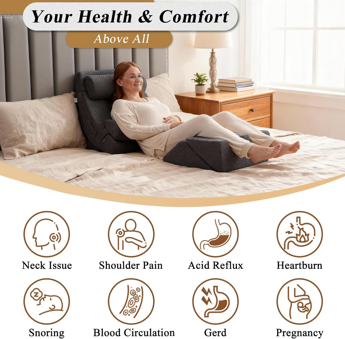 Axelrod Orthopedic Bed Wedge Pillow Set, Post Surgery Foam for Back, Neck and Leg Pain Relief Comfortable & Adjustable Ortho Pillows- Anti Snoring, Heartburn, Acid Reflux & GERD Sleeping Navy