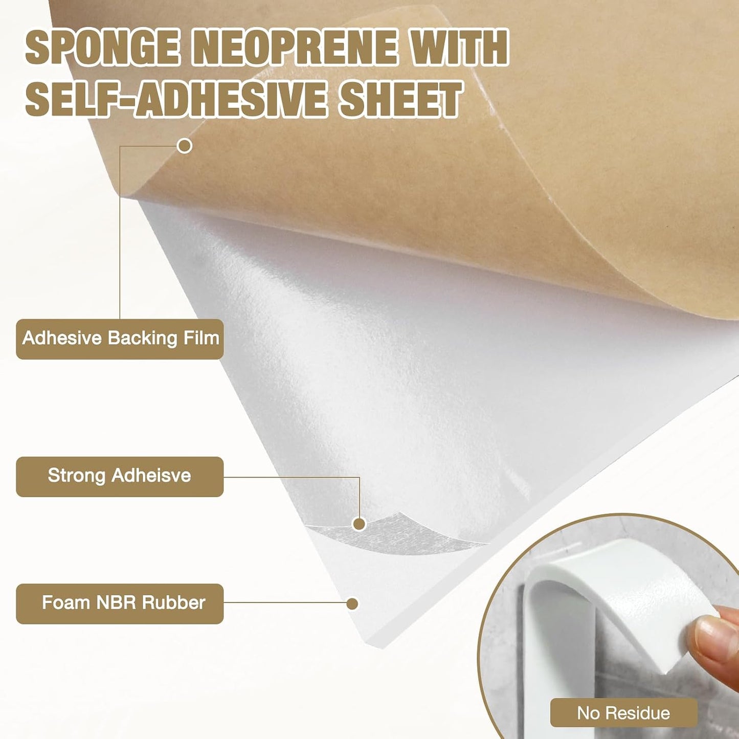 LSGCQ Sponge Neoprene Foam Padding Self Adhesive Foam Sheets, White | Closed Cell Foam Sheet Neoprene Rubber Pad for DIY Gaskets Shock Pads Liner Crafts, 12" Wide x 1/8" Thick x 59" Long