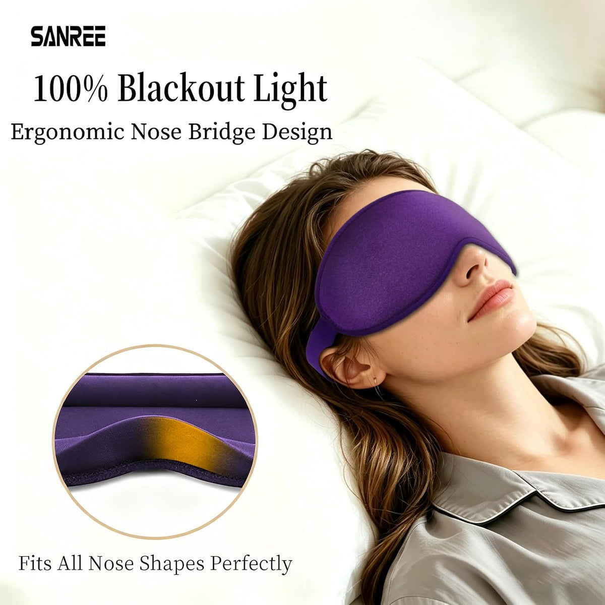 Sleep Mask for Side Sleeper Women Men,Blackout Eye Masks for Sleep