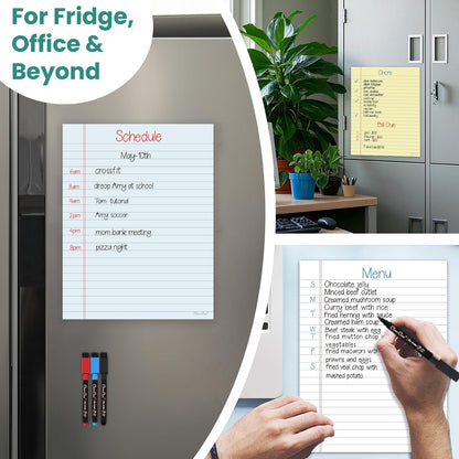 Magnetic Dry Erase Board – 8.5”x11” Reusable Lined Dry Erase List Board for Fridge 2 Pcs – Marker Included