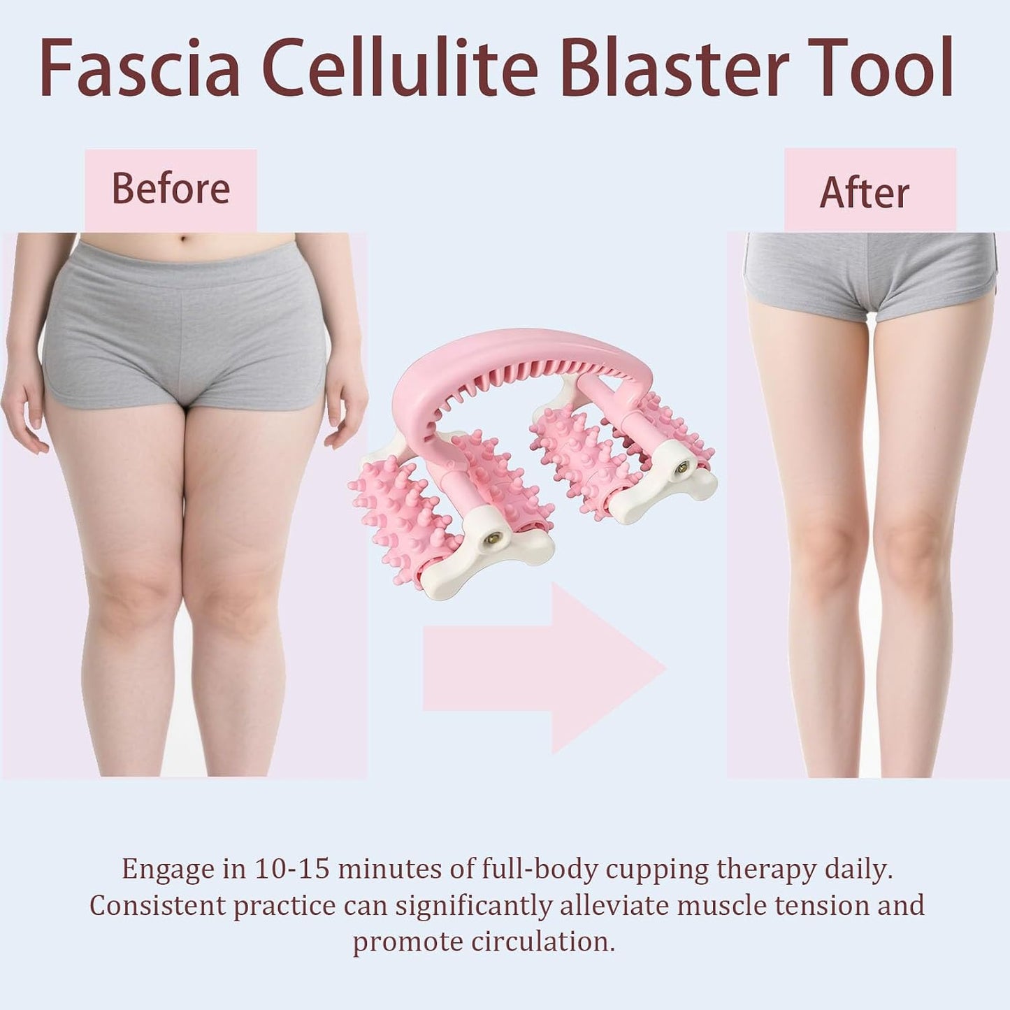 Cellulite Massage Tool,Anti Fascia Release Muscle Cellulite Roller | Lymphatic DrainageMassager Tools for Trigger Point Deep Tissue for Legs/Thighs/Butt/ Back (Blue)