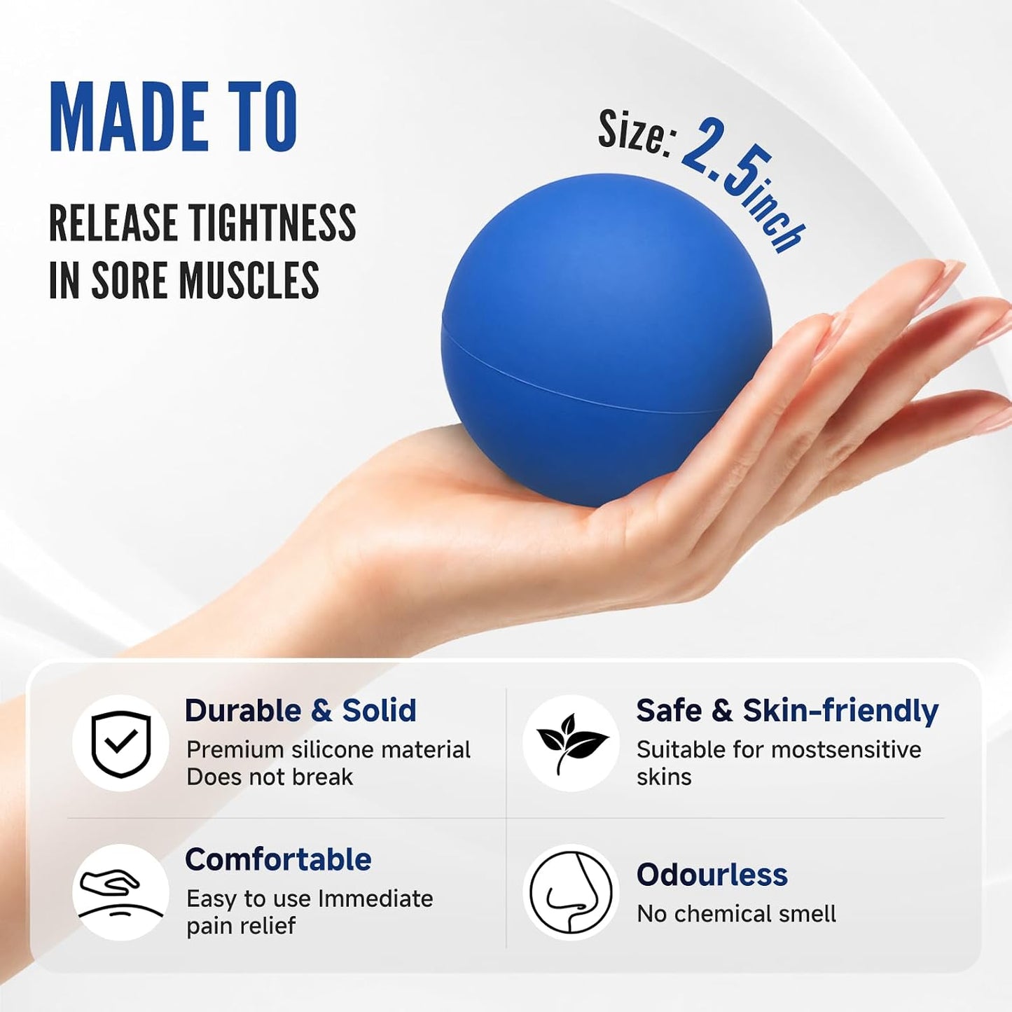 Massage Lacrosse Ball, Spiky Massage Ball, for Deep Tissue, Trigger Point and Myofascial Release, Muscle Knots, and Yoga Therapy (Black-Black)
