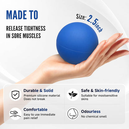 Massage Lacrosse Ball, Spiky Massage Ball, for Deep Tissue, Trigger Point and Myofascial Release, Muscle Knots, and Yoga Therapy (Black-Black)